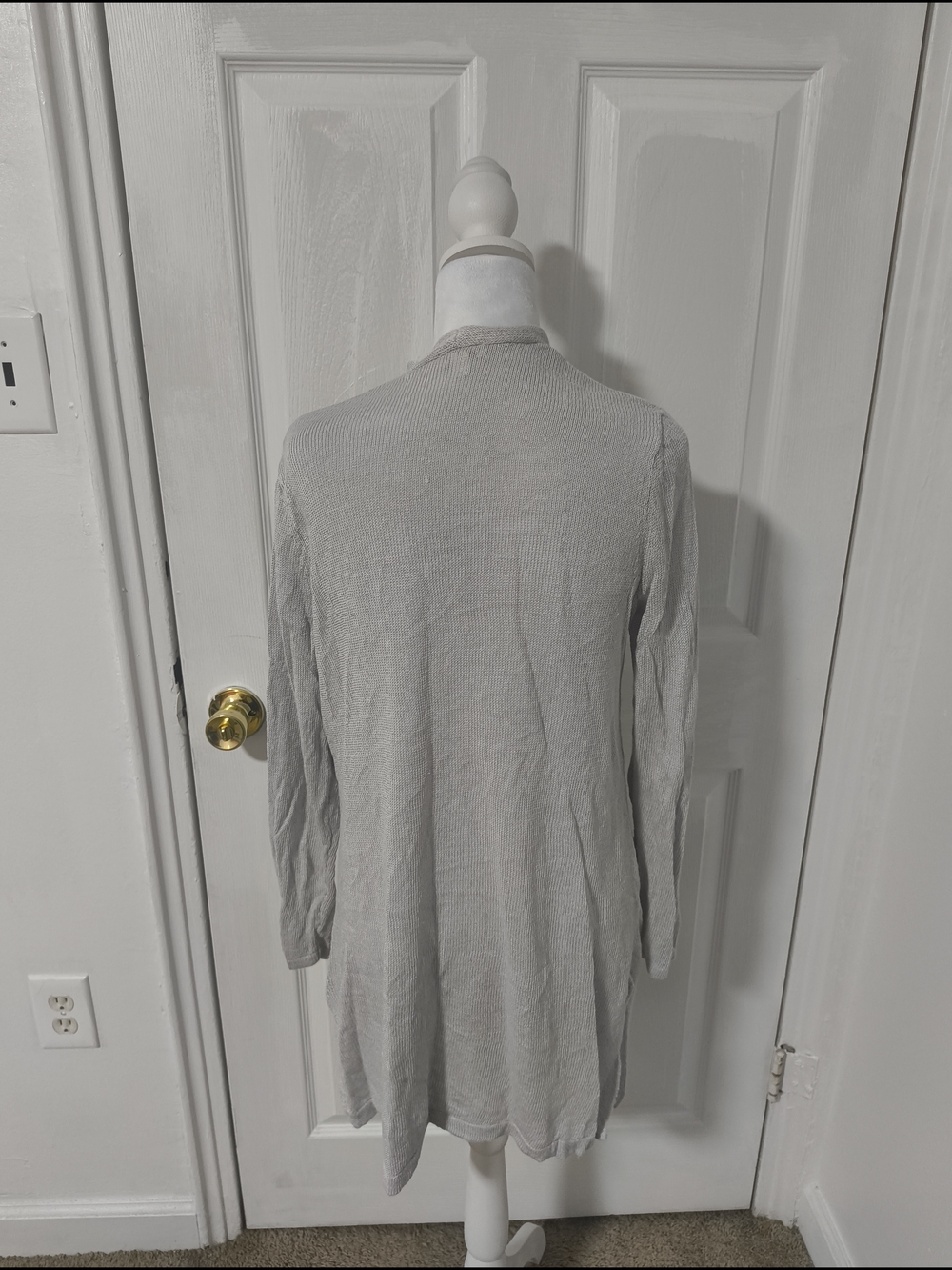 J. Jill Light Gray Open-Front Long Cardigan - Picture 3 of 4
